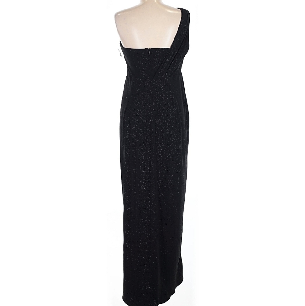 TIFFANY ROSE Black Maternity Evening Gown One Shoulder Formal Ankle Length Glam - Picture 3 of 5